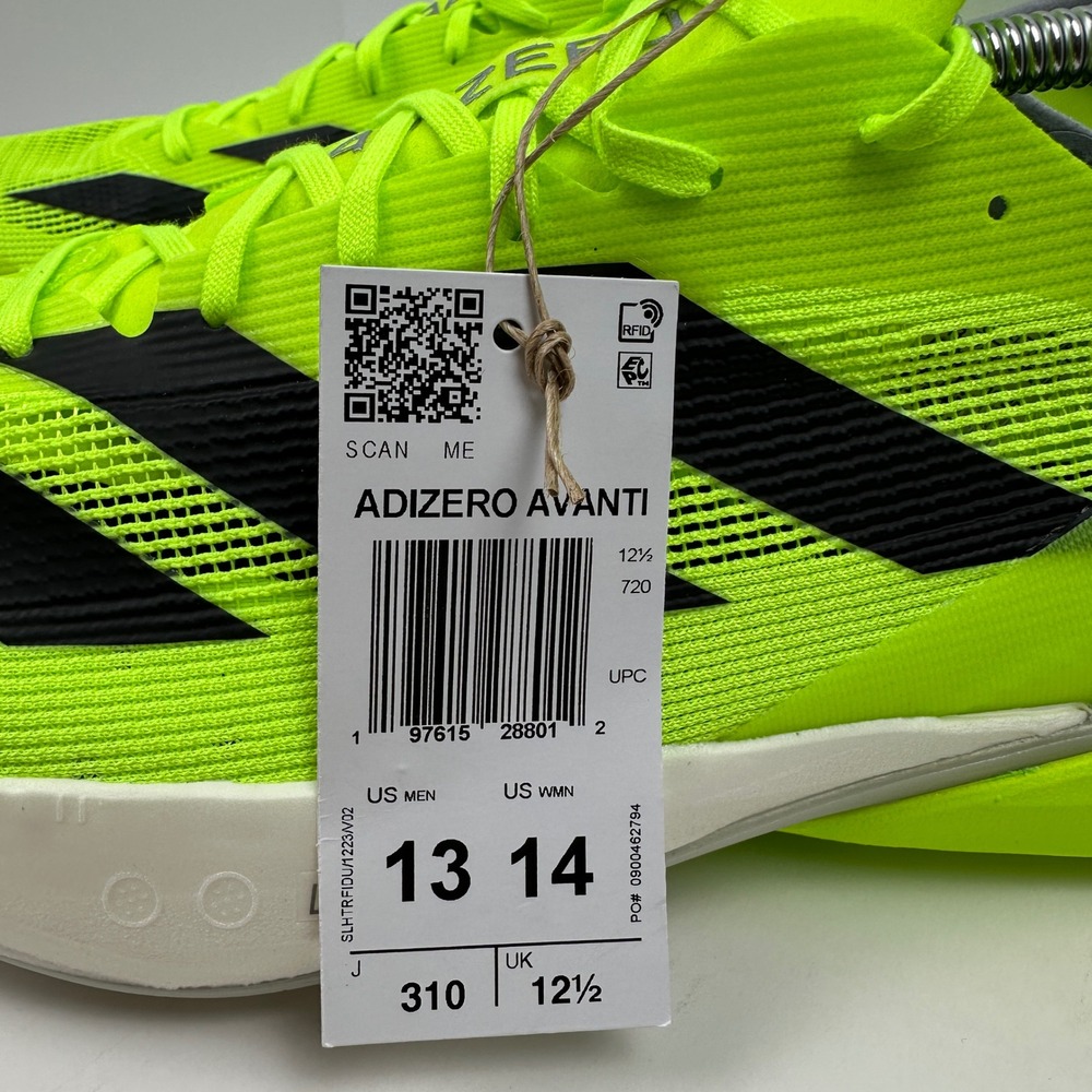 Adidas Adizero Avanti Track Spikes Mens Neon Yellow Black Distance Racing Shoes - Picture 5 of 8